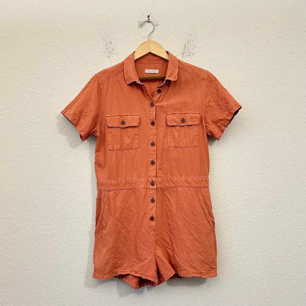 OUTERKNOWN Romper Terracotta Chambray Short Sleeve Playsuit Utility